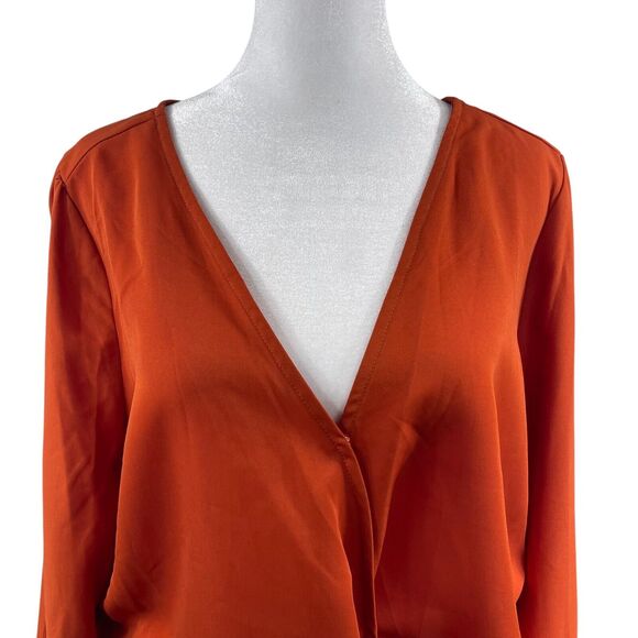 Lulus Twisty Business Orange Twist-Front Long Sleeve Top Sz L Hippy Romantic - Picture 3 of 9